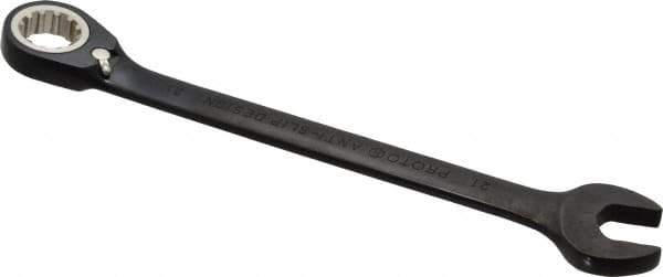 Proto - 21mm 12 Point Combination Wrench - 15° Head Angle, 11-7/16" OAL, Steel, Black Chrome Finish - Exact Tool & Supply