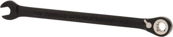 Proto - 7/32" 12 Point Combination Wrench - 15° Head Angle, 5" OAL, Steel, Black Chrome Finish - Exact Tool & Supply