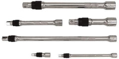 Proto - 1/4, 3/8 & 1/2" Drive Socket Locking Extension Set - 6 Pieces, Includes 1/4" Drive: 2", 6" & 3/8" Drive: 6", 12" & 1/2" Drive: 5", 10" Lengths - Exact Tool & Supply