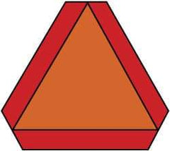 NMC - "Slow Moving Vehicle Emblem", 16" Wide x 14" High, Vinyl Construction Roadway Signs - 0.0045" Thick, Orange, High Intensity Reflectivity, Triangle, Adhesive Backed Mount - Exact Tool & Supply