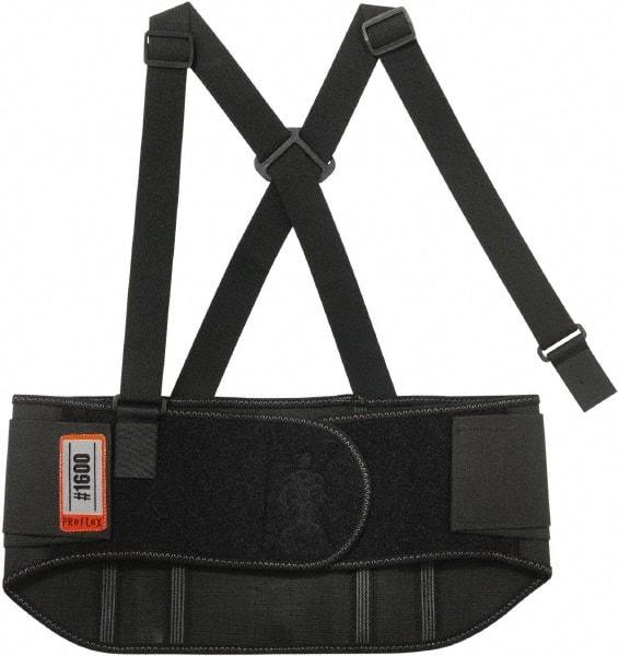Ergodyne - Size L, Elastic Belt with Adjustable Shoulder Straps - 34 to 38" Waist, 9" Wide, Detachable Strap, Black - Exact Tool & Supply