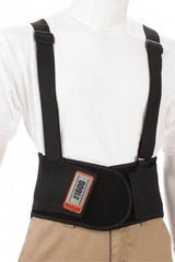 Ergodyne - Size XS, Elastic Belt with Adjustable Shoulder Straps - 22 to 25" Waist, 9" Wide, Detachable Strap, Black - Exact Tool & Supply