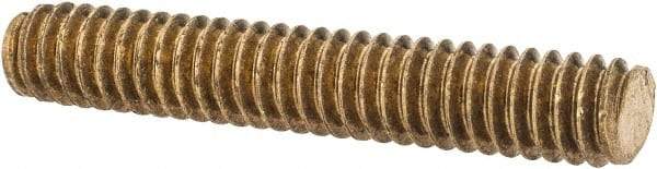 Value Collection - 1/4-20 1-1/2" OAL Fully Threaded Stud - Brass, Plain Finish - Exact Tool & Supply
