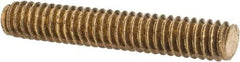 Value Collection - 1/4-20 1-1/2" OAL Fully Threaded Stud - Brass, Plain Finish - Exact Tool & Supply