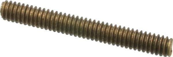 Value Collection - 1/4-20 2" OAL Fully Threaded Stud - Brass, Plain Finish - Exact Tool & Supply