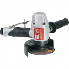 Dynabrade - 4-1/2 & 5" Wheel Diam, 12,000 RPM, Pneumatic Angle & Disc Grinder - 5/8-11 Spindle, 38 CFM, Rear Exhaust - Exact Tool & Supply