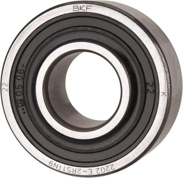 SKF - 15mm Bore Diam, 35mm OD, Double Seal Self Aligning Radial Ball Bearing - 14mm Wide, 2 Rows, Round Bore, 459 Lb Static Capacity, 1,960 Lb Dynamic Capacity - Exact Tool & Supply