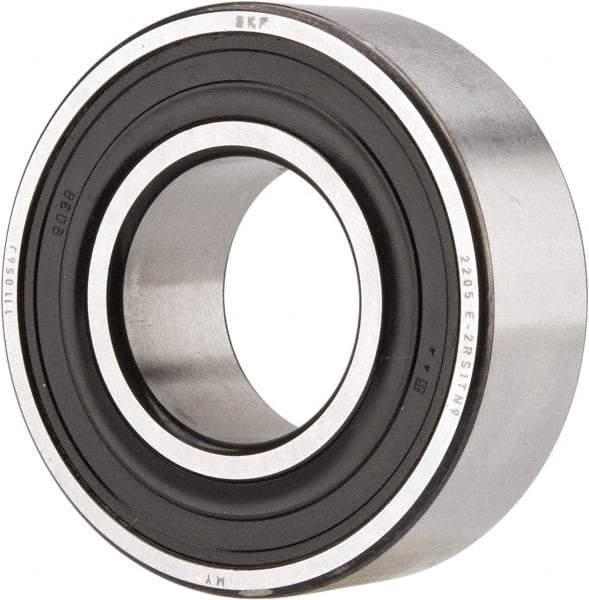 SKF - 25mm Bore Diam, 52mm OD, Double Seal Self Aligning Radial Ball Bearing - 18mm Wide, 2 Rows, Round Bore, 989 Lb Static Capacity, 3,780 Lb Dynamic Capacity - Exact Tool & Supply