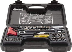 Blackhawk by Proto - 65 Piece 1/4 & 3/8" Drive Standard Socket Set - 5/32 to 13/16", 4 to 17mm, Inch/Metric Measurement Standard - Exact Tool & Supply