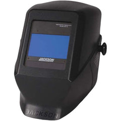Jackson Safety - 5" Window Width x 4" Window Height, 9 to 13 Shade Auto-Darkening Lens, Fixed Front Welding Helmet - Black Plastic Blue Lens - Exact Tool & Supply