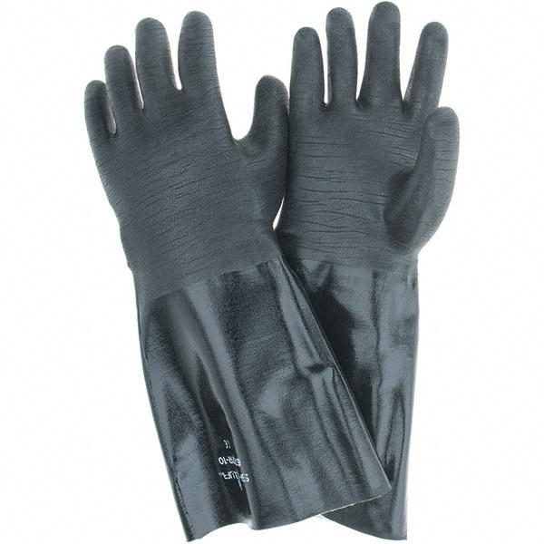 SHOWA - 18 mil Thick, Chemical Resistant Gloves - SZ10 RGH GRIP BLK 1/PR NEOGRAB ELBW LEN CHEM GLV - Exact Tool & Supply