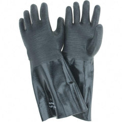 SHOWA - 18 mil Thick, Chemical Resistant Gloves - SZ10 RGH GRIP BLK 1/PR NEOGRAB ELBW LEN CHEM GLV - Exact Tool & Supply