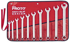 Proto - 10 Piece, 7/16" to 1", 6 Point Combination Wrench Set - Inch Measurement Standard, Satin Chrome Finish, Comes in Nylon Roll - Exact Tool & Supply