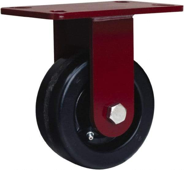 Hamilton - 5" Diam x 2" Wide x 6-3/4" OAH Top Plate Mount Rigid Caster - Phenolic, 1,000 Lb Capacity, Straight Roller Bearing, 4-1/2 x 6-1/2" Plate - Exact Tool & Supply