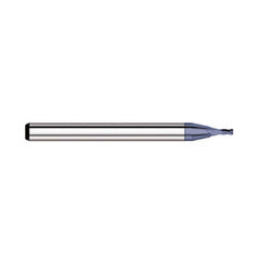 Corner Radius End Mill: 0.075″ Dia, 0.113″ LOC, 0.01″ Radius, 4 Flutes, Solid Carbide 1-1/2″ OAL, 1/8″ Shank Dia, 30 ° Helix, AlTiN Coated, Corner Radius End, Centercutting