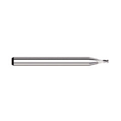 Corner Radius End Mill: 0.035″ Dia, 0.053″ LOC, 0.01″ Radius, 4 Flutes, Solid Carbide 1-1/2″ OAL, 1/8″ Shank Dia, 30 ° Helix, Bright/Uncoated, Corner Radius End, Centercutting