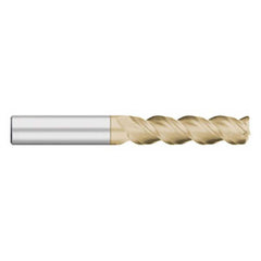 Corner Radius End Mill: 1/2″ Dia, 2″ LOC, 0.04″ Radius, 3 Flutes, Solid Carbide 4″ OAL, 1/2″ Shank Dia, 45 ° Helix, ZrN Coated, Corner Radius End, Centercutting