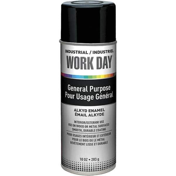 Krylon - Black, Gloss, Enamel Spray Paint - 9 to 13 Sq Ft per Can, 10 oz Container, Use on Ceramics, Glass, Metal, Plaster, Wood - Exact Tool & Supply