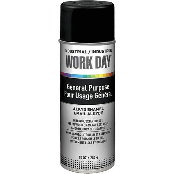 Krylon - Black, Flat, Enamel Spray Paint - 9 to 13 Sq Ft per Can, 10 oz Container, Use on Ceramics, Glass, Metal, Plaster, Wood - Exact Tool & Supply
