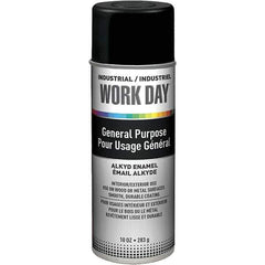 Krylon - Black, Flat, Enamel Spray Paint - 9 to 13 Sq Ft per Can, 10 oz Container, Use on Ceramics, Glass, Metal, Plaster, Wood - Exact Tool & Supply