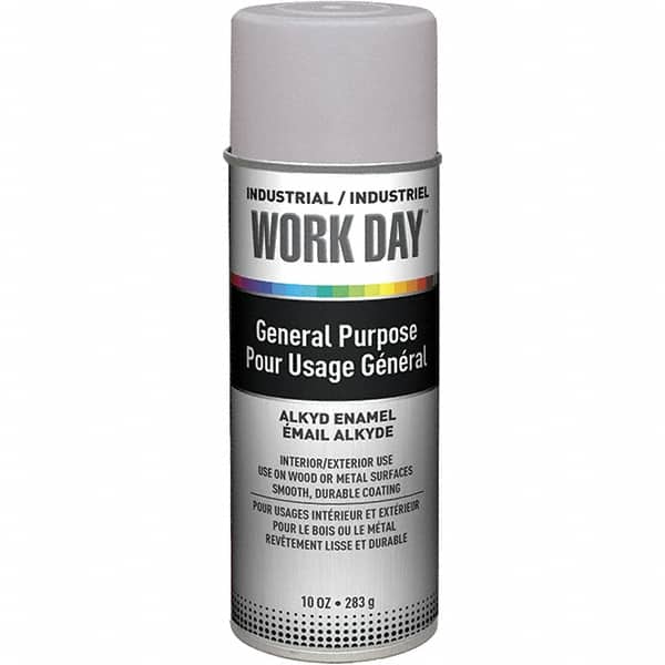 Enamel Spray Paint: Gray Primer, Flat, 10 oz Indoor & Outdoor, Use on Ceramic, Glass, Metal, Plaster & Wood