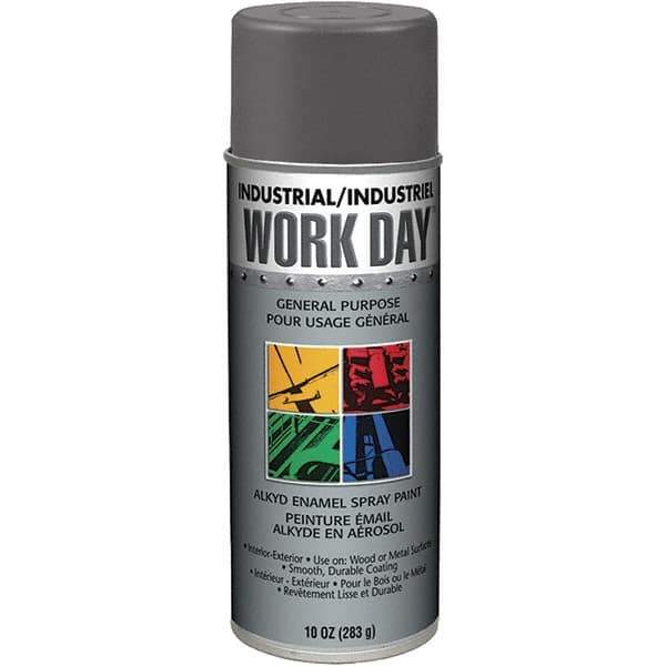 Krylon - Dark Gray, Gloss, Enamel Spray Paint - 9 to 13 Sq Ft per Can, 10 oz Container, Use on Ceramics, Glass, Metal, Plaster, Wood - Exact Tool & Supply