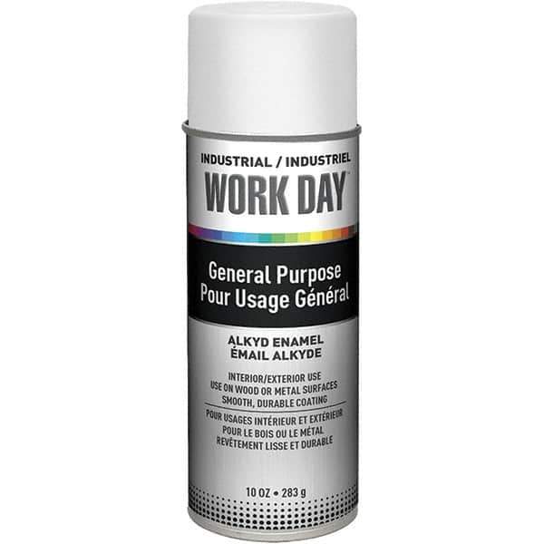Krylon - White, Flat, Enamel Spray Paint - 9 to 13 Sq Ft per Can, 10 oz Container, Use on Ceramics, Glass, Metal, Plaster, Wood - Exact Tool & Supply