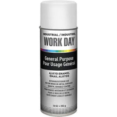 Krylon - White, Flat, Enamel Spray Paint - 9 to 13 Sq Ft per Can, 10 oz Container, Use on Ceramics, Glass, Metal, Plaster, Wood - Exact Tool & Supply