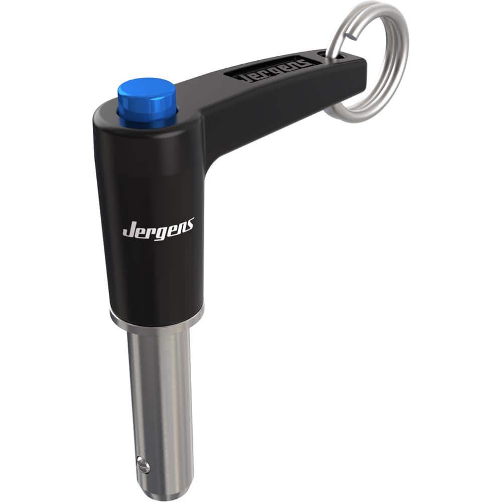 Ball Grip Quick-Release Pin: L-Handle, 8 mm Pin Dia, 25 mm Usable Length 57.3 mm OAL, 17-4 Stainless Steel, Aluminum Handle