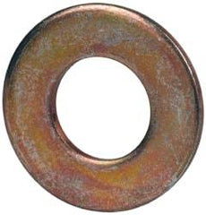 Made in USA - 3/8" Screw, Grade 1008/1010 Steel Standard Flat Washer - 0.406" ID x 0.812" OD, 0.06" Thick, Cadmium-Plated Finish, Meets Military Specifications - Exact Tool & Supply
