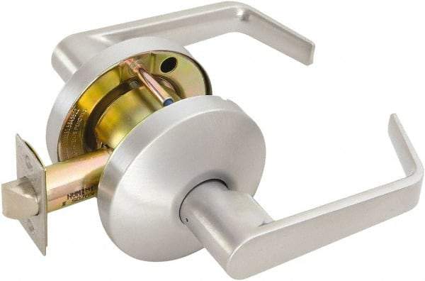 Falcon - Medium Duty Passage Lever Lockset - 2-3/4" Back Set, Satin Chrome Finish - Exact Tool & Supply