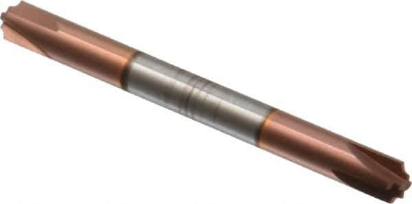 Accupro - 0.035" Radius, 3/16" Mill Diam, 4 Flute Solid Carbide Corner Rounding End Mill - Double End, TiCN Finish, 2" OAL, 3/16" Shank Diam - Exact Tool & Supply