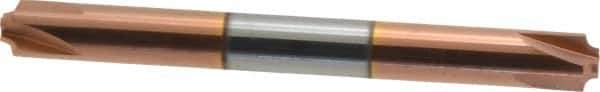 Accupro - 0.05" Radius, 1/4" Mill Diam, 4 Flute Solid Carbide Corner Rounding End Mill - Double End, TiCN Finish, 2-1/2" OAL, 1/4" Shank Diam - Exact Tool & Supply