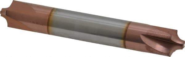 Accupro - 1/8" Radius, 3/8" Mill Diam, 4 Flute Solid Carbide Corner Rounding End Mill - Double End, TiCN Finish, 2-1/2" OAL, 3/8" Shank Diam - Exact Tool & Supply