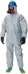 Dupont - Size 2XL Hazmat Chemical Resistant Coveralls - Gray, Zipper Closure, Elastic Cuffs, Elastic Ankles, Taped Seams - Exact Tool & Supply