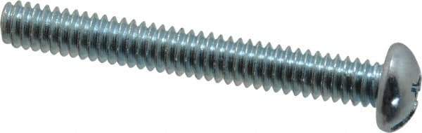 Value Collection - 1/4-20 UNC, 2" Length Under Head Slotted/Phillips Drive Machine Screw - Round Head, Grade J82 Steel, Zinc-Plated Finish, Without Washer - Exact Tool & Supply