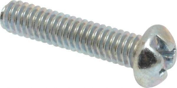 Made in USA - #8-32 UNC, 3/4" Length Under Head Slotted/Phillips Drive Machine Screw - Round Head, Grade J82 Steel, Zinc-Plated Finish, Without Washer - Exact Tool & Supply