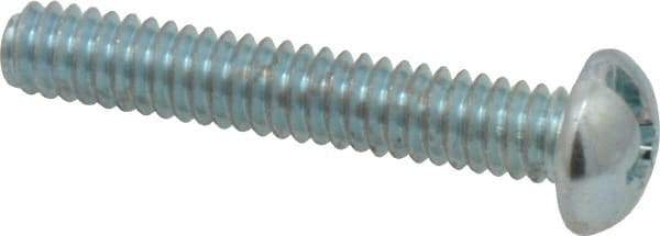 Value Collection - 1/4-20 UNC, 1-1/2" Length Under Head Slotted/Phillips Drive Machine Screw - Round Head, Grade J82 Steel, Zinc-Plated Finish, Without Washer - Exact Tool & Supply