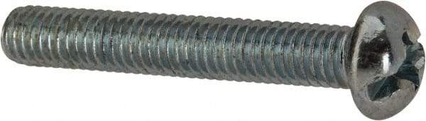 Made in USA - #10-32 UNF, 1-1/4" Length Under Head Slotted/Phillips Drive Machine Screw - Round Head, Grade J82 Steel, Zinc-Plated Finish, Without Washer - Exact Tool & Supply