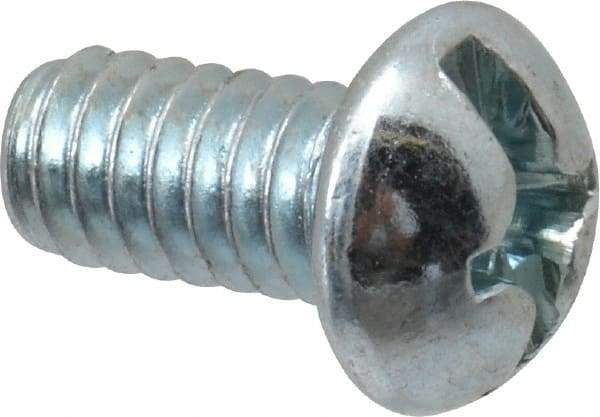 Value Collection - 1/4-20 UNC, 1/2" Length Under Head Slotted/Phillips Drive Machine Screw - Round Head, Grade 2 Steel, Zinc-Plated Finish, Without Washer - Exact Tool & Supply