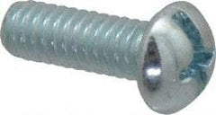 Value Collection - 1/4-20 UNC, 3/4" Length Under Head Slotted/Phillips Drive Machine Screw - Round Head, Grade J82 Steel, Zinc-Plated Finish, Without Washer - Exact Tool & Supply