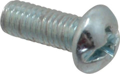 Value Collection - #10-32 UNF, 1/2" Length Under Head Slotted/Phillips Drive Machine Screw - Round Head, Grade J82 Steel, Zinc-Plated Finish, Without Washer - Exact Tool & Supply