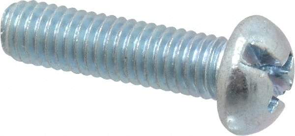 Value Collection - #10-32 UNF, 3/4" Length Under Head Slotted/Phillips Drive Machine Screw - Round Head, Grade J82 Steel, Zinc-Plated Finish, Without Washer - Exact Tool & Supply