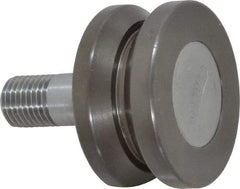 Osborn International - 1-1/2" Roller Diam x 25/32" Width, 7/16" Stud Diam x 1" Length, V Grooved Concentric Stud - Steel, 1/2" Thread Length, 7/16-20 Thread, 1-25/32" OAL, 225 Lb Dynamic Cap - Exact Tool & Supply