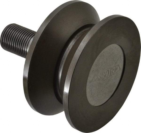 Osborn International - 3-1/2" Roller Diam x 1-11/16" Width, 7/8" Stud Diam x 2" Length, V Grooved Concentric Stud - Steel, 1-1/8" Thread Length, 7/8-14 Thread, 3-11/16" OAL, 2,270 Lb Dynamic Cap - Exact Tool & Supply