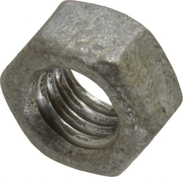 Value Collection - 5/16-18 UNC Steel Right Hand Hex Nut - 1/2" Across Flats, 17/64" High, Hot Dipped Galvanized Finish - Exact Tool & Supply