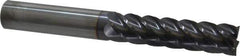 Niagara Cutter - 5/8", 2-1/2" LOC, 5/8" Shank Diam, 5" OAL, 5 Flute, Solid Carbide Square End Mill - Single End, TiAlN Finish, Spiral Flute, 45° Helix, Centercutting, Right Hand Cut, Right Hand Flute, Series S545 - Exact Tool & Supply
