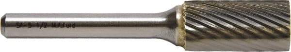 M.A. Ford - 4mm Cut Diam, 3mm Shank Diam, Cylinder Head Single Cut Burr - Carbide, Flat End, 12.7mm LOC, 38mm OAL - Exact Tool & Supply