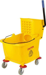 PRO-SOURCE - 31 Qt Plastic Bucket & Wringer - 22" Long x 18-1/2" High x 17" Wide, Yellow - Exact Tool & Supply