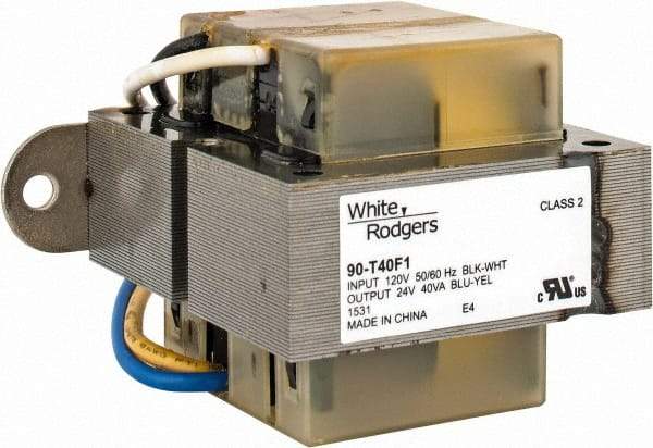 White-Rodgers - 3-1/4" Wide x 2.19" Deep x 2-3/4" High, Foot Mount HVAC Transformer - 40 Amperage Rating, 120 Primary Voltage, 24 Secondary Voltage - Exact Tool & Supply